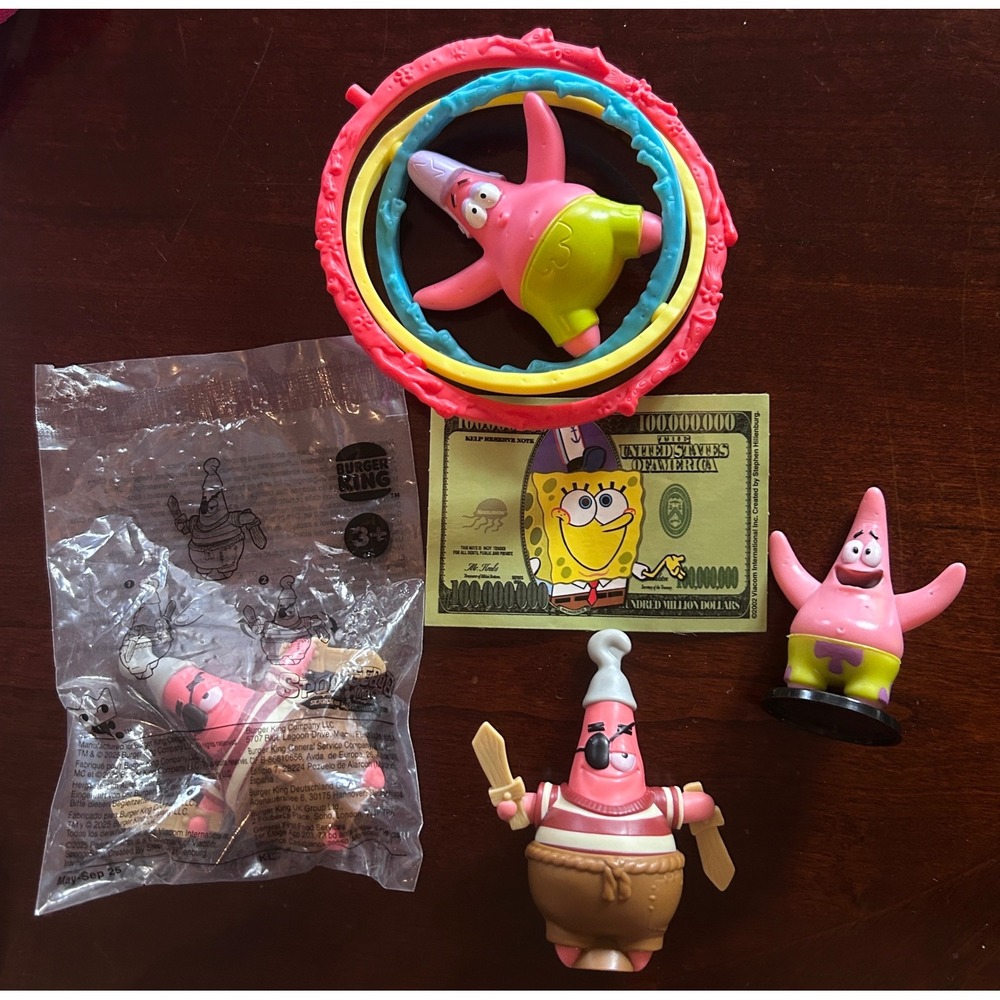 2002 & 2012 Vintage Nickelodeon SpongeBob Patrick Figures Ephemera Burger King
